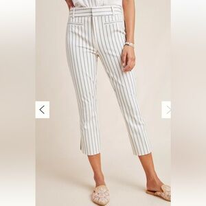 Anthropologie The Essential Slim Capri Trousers Striped cropped pants size 12